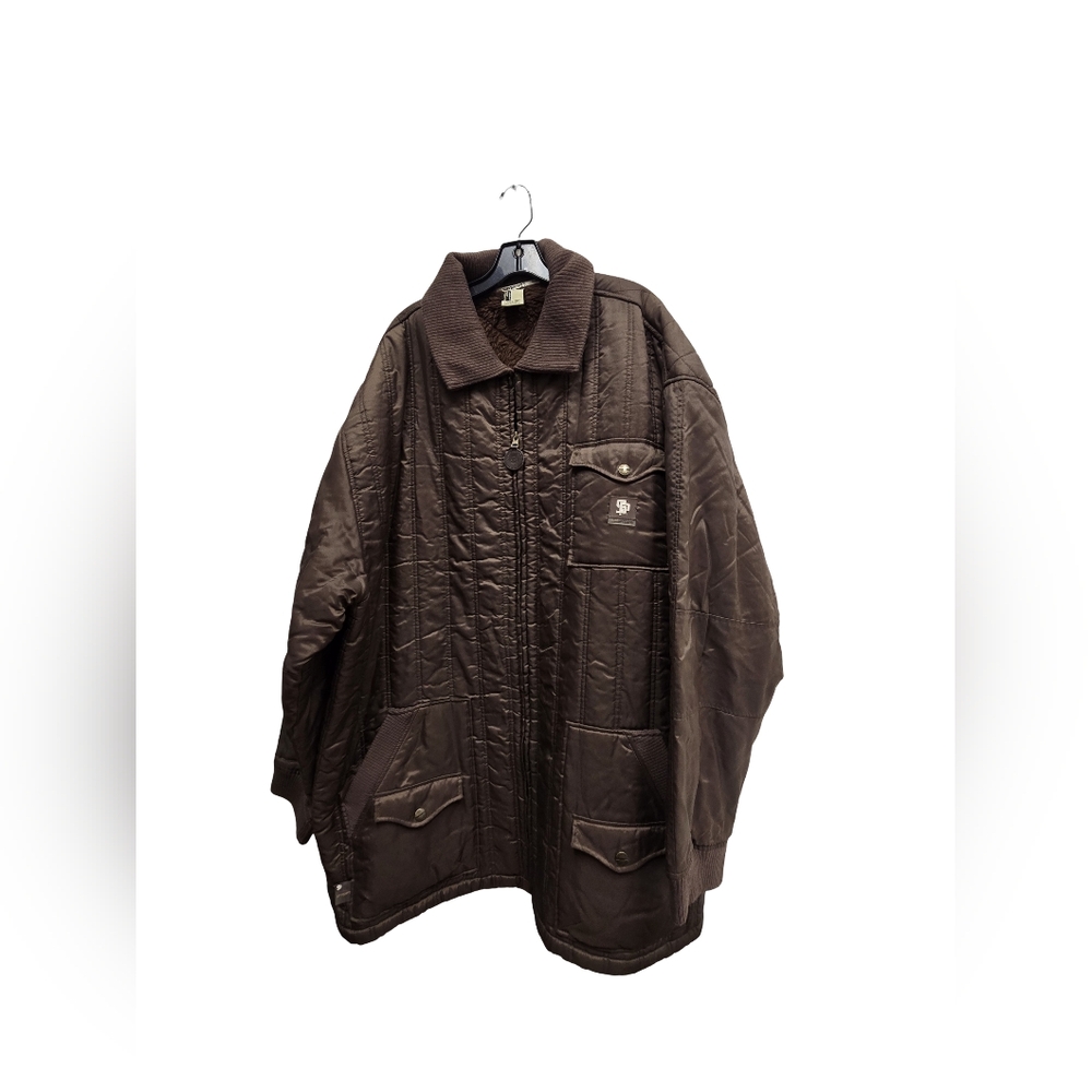 State Property Quilted Men’s Coat with Fur Lining-Brown (Size 4X)